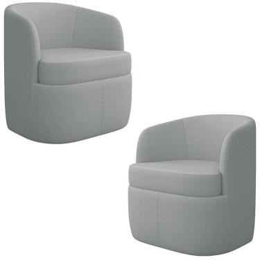 Imagem de Kit 2 Poltronas Giratória Decorativa Para Sala Dandara Z08 Boucle Cinza Claro - Mpozenato