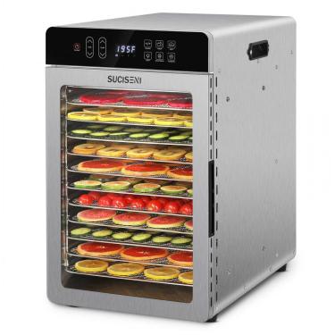 Imagem de Desidratador de Alimentos para Jerky com 12 Bandejas de 11,42 polegadas, 1000W em Aço Inoxidável com Temporizador de 24 Horas e Controle de