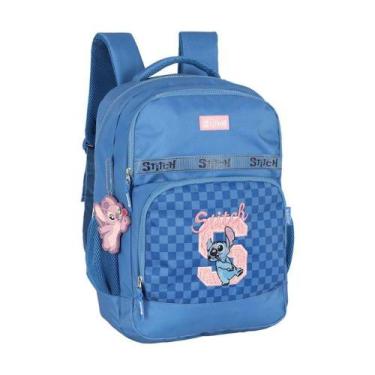 Imagem de Mochila Infantil Escolar Stitch Disney Luxcel Chaveiro -, Azul