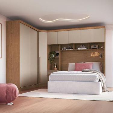 Imagem de Quarto Modulado Casal 9 Portas 3 Gavetas Infinity Móveis Castro, Cedro
