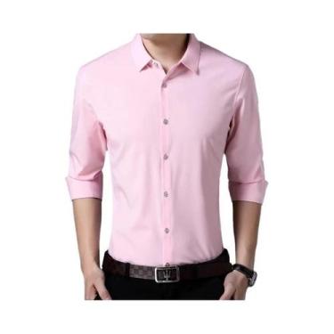 Imagem de Camisa masculina casual fashion empresarial cor sólida manga comprida 
