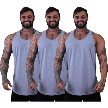 Imagem de Kit 3 Regatas Longline MXD Conceito Slim Cores Básicas e Mescladas Lisas-Masculino