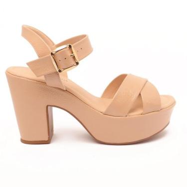 Imagem de Sandália Sapato da Corte Meia Pata Salto Alto Tira Em X, Vz nude, 36