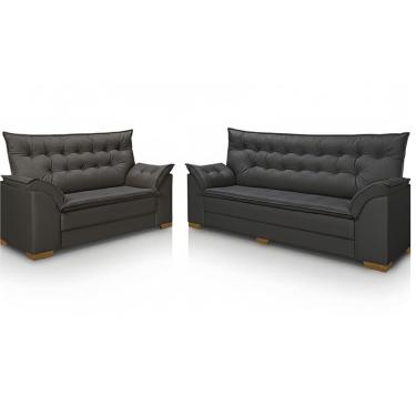 Imagem de Conjunto Sofa Star Bahamas Plus 3 E 2 Lugares Em Tecido Veludo Cinza Va19