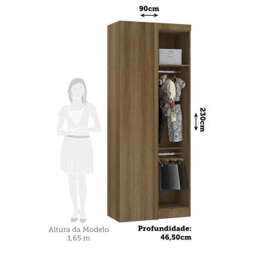 Imagem de Guarda Roupa de Canto Veneza 1 Porta Bater Avelã Pf-Cinza Supremo Pf Luciane Móveis