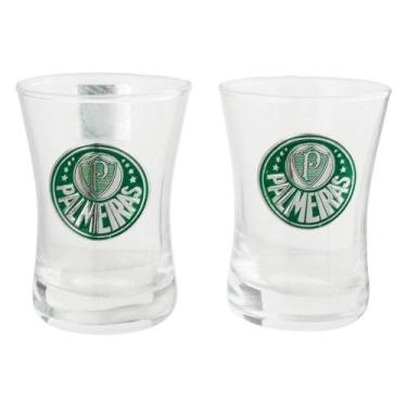 Imagem de Jogo 2 Copos Shot Vidro 50ml - Palmeiras - Mileno