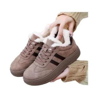 Imagem de Botas De Inverno Femininas Em Fleece, Casuais, Impermeáveis, Com Solad