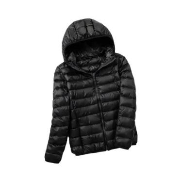 Imagem de Jaqueta Puffer Curta Com Capuz Para Mulheres Em 30 Cores, Com Enchimen