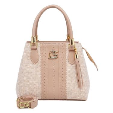 Imagem de Bolsa Feminina OEM Paris em Couro Sintético 18x10x23 Nude com Alça Transversal Regulável para Uso Diário