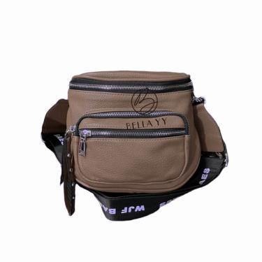 Imagem de Bolsa Feminina Transversal Tipo Pochete OEM 116 em Couro Sintético 18x24x8 cm Marrom Pú...