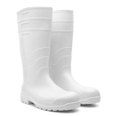 Imagem de Bota galocha de borracha pvc forrada cano longo branca confortavel epi