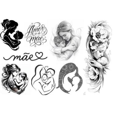 Imagem de 8 Tatuagens Temporárias Falsas Mãe Diversos Tamanhos - Premium