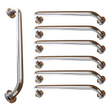Imagem de Corrimao Alça de Apoio 80cm Inox Kit 6 Barra Acessibilidade Banheiro I