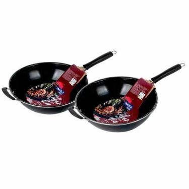 Imagem de Kits Frigideira Grande Profissional Para Restaurante Wok 34cm 3L Teflo