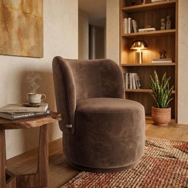 Imagem de Poltrona Decorativa para Sala Estar Quarto Penteadeira Orgânica Bia Veludo Marrom - Mon...