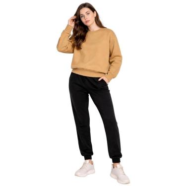 Imagem de Conjunto Moletom Feminino Algodão Gola Careca e Calça Casual Confortável Estilo Casual-...