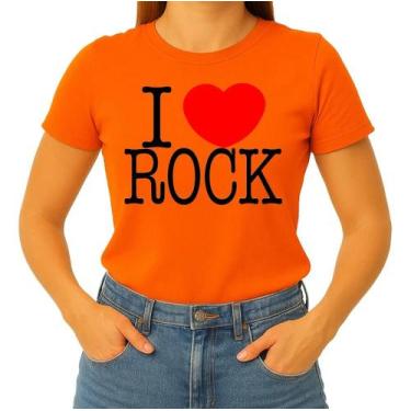 Imagem de Camisa Camiseta de Algodão Masculina Feminina Unissex  I Love Rock  Eu