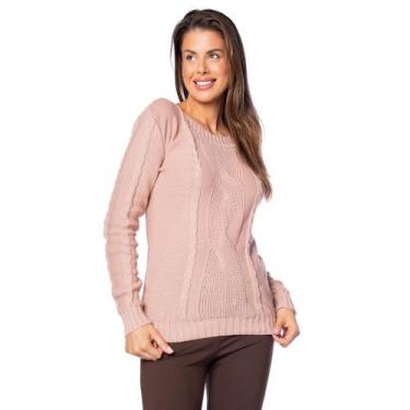 Imagem de Blusa Feminina Oliveira Malhas Tricot Textura Rosa Antigo, Rosa antigo