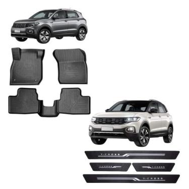 Imagem de COMP Kit Automotivo T-Cross 4 Portas: Tapete Bandeja Preto 2019 5 Pçs 