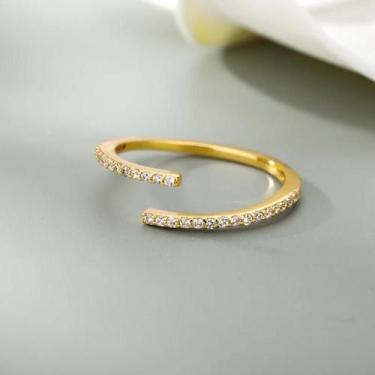 Imagem de Anel De Noivado E Casamento Ajustável De Zircônia Em Dupla Camada Para