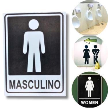 Imagem de Placa de Sinalização Banheiro Masculino 20x15 cm  Preto - PacificFlowe