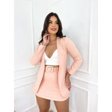 Imagem de Conjunto Blazer + Short saia - Samara Ghessa Store, m, Rosa