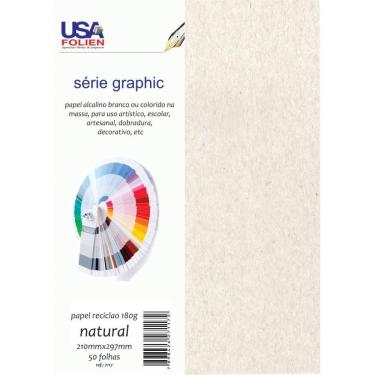 Imagem de Papel para Impressão Usa Folien A4 Reciclado Natural 180G Pacote com 50 Folhas Bege