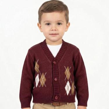Imagem de Casaco de Losangos Tricô Kids Bebê Bordo, G, Heath