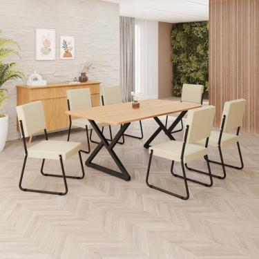 Imagem de Conjunto Sala de Jantar Mesa 160x90cm Base Império Tampo MDF Napoli Pr