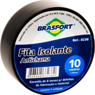 Imagem de Fita Isolante Brasfort 10M X 19Mm Preta 8238 - Kit C/10