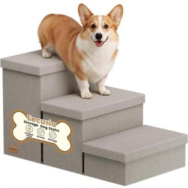 Imagem de Escada para Cães Fecuria 3 Degraus Larga 43 cm de Altura com Armazenam
