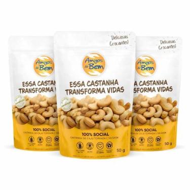 Imagem de Combo Com 3 Castanhas De Caju Torrada E Salgada 50g - Amigos Do Bem