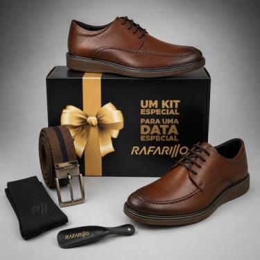 Imagem de Kit Masculino Rafarillo Em Couro Legítimo Social, Marrom, 40