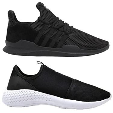 Imagem de Kit 2 Sapatilha Tênis Caminhada Corrida Academia Leve Macio Confortável - 38 - Black