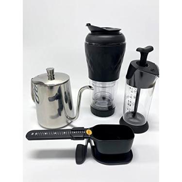 Imagem de Kit Cafeteira Pressca + Espumador de Leite + Balança Dose Certa + Chaleira Bico de Ganso Inox - Preto