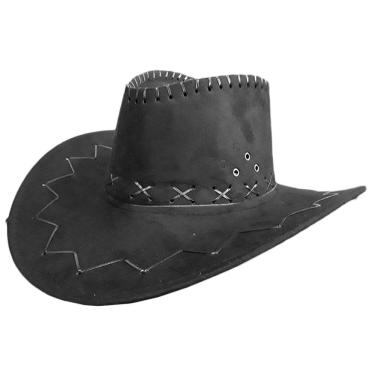 Imagem de Chapéu de Cowboy Western Suede Preto - Adulto