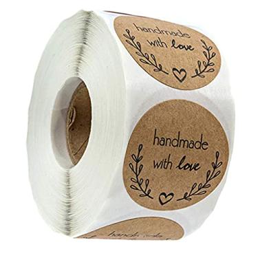Imagem de Etiquetas de Papel ' à Mão com Amor' Food Kraft DIY Craft Stickers , B