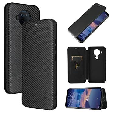 Imagem de YUNCHAO Caixa de telefone Para Nokia 5.4 Textura de fibra de carbono Flip TPU + PC + PU PU com slot de cartão capa para celular