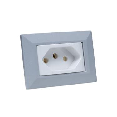 Imagem de Espelho de Tomada Simples Chanfrado com 1 Tomada 20A COR:CINZA