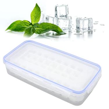 Imagem de Bandeja de gelo, caixa de molde de gelo de 72 grades, 1,7 L, máquina de bola de gelo de camada dupla para freezer, bandeja de gelo de silicone de grau alimentício com tampa e compartimento de armazenamento