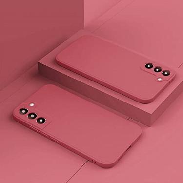 Imagem de Capa de silicone líquido quadrado de luxo para Samsung S22 S21 FE S20 Plus Note 20 Ultra 10 Pro 9 8 S10 Lite S9 S8 Capa macia, vermelho camélia, para S8