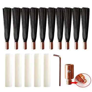 Imagem de DKland Conjunto de pincéis M6/M8/M10 para limpador de solda MIG/TIG processador eletrolítico de polimento de aço inoxidável, 10 pincéis + 1 conector de cabeça de escova (cobre de saída, M8)