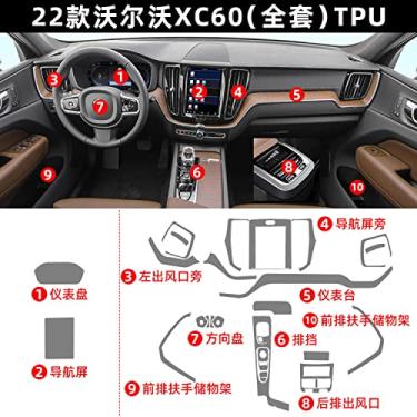 Imagem de GZGZ Autocolante interior do carro engrenagem de controle central porta painel de ar painel volante TPU película protetora transparente, para Volvo XC60