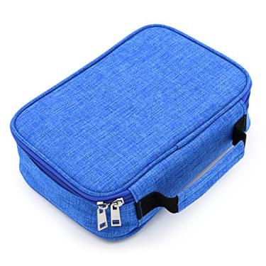 Imagem de BTSKY® Estojo de lápis de alta capacidade para canetas com zíper - Estojo multifuncional para lápis de papelaria com 72 compartimentos, estojo de lápis de cor portátil com 2 mangas removíveis (azul)