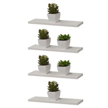Imagem de Kit 4 Prateleira Branca MDF 40 x 15cm Suporte Invisível