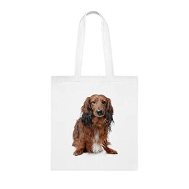 Imagem de Sacola de cachorro dachshund, presente para cachorro dachshund, presente para dachshund, aniversário de cachorro dachshund bolsa de ombro dachshund, bolsa de ombro fofa reutilizável para cachorro dachshund, Branco