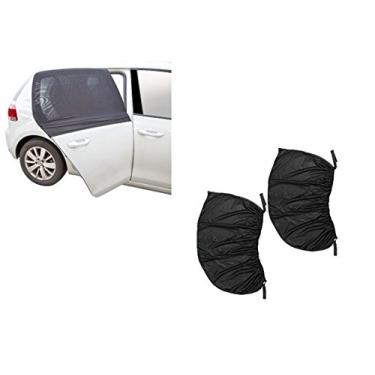 Imagem de Par de persianas de janela de carro para sol ajuste universal ajustável sombra de sol malha respirável cortinas de carro rede de janela carro porta traseira rede de acampamento externo (GG)