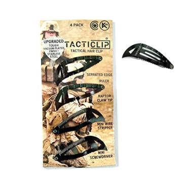 Imagem de Prendedores de cabelo táticos, pacote com 4 - presilhas de pressão multiferramenta - chaveiro multifuncional de aço inoxidável - cortador de caixa, borda serrilhada, garra de raptor - clipes de kippah