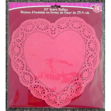 Imagem de 16 Grandes Doilies vermelhos em formato de coração