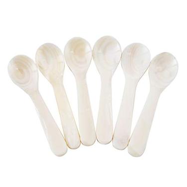 Imagem de Conjunto de 6 colheres de caviar para caviar, ovos, sorvete, café DUEBEL (branco, 11 x 2,5 cm)